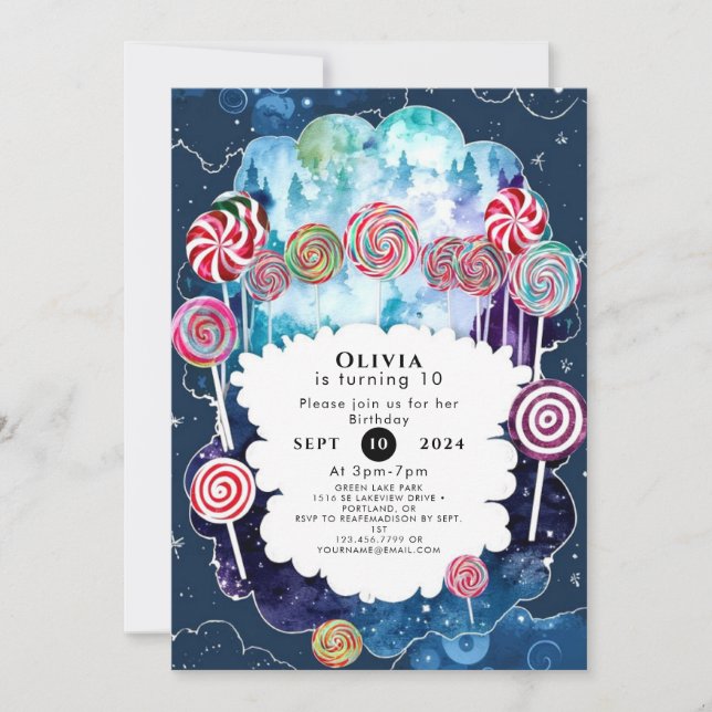 Sweet Editable Candyland Birthday Invitation (Front)