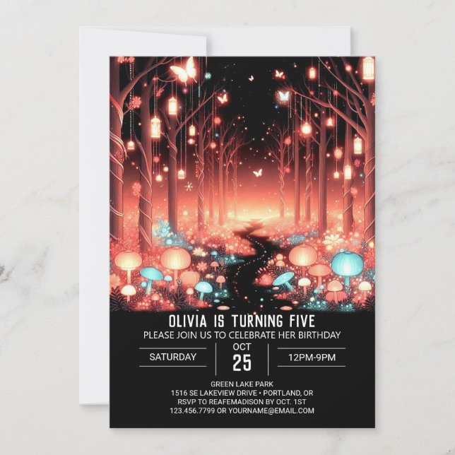Sweet Editable Woodland Digital Birthday Invitation (Front)