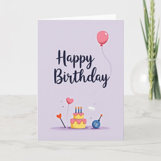 Sweet Eighteen Birthday Cake Card (Front)