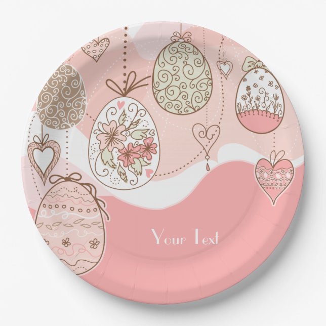 Sweet Elegance Easter Eggs Paper Plate (Front)