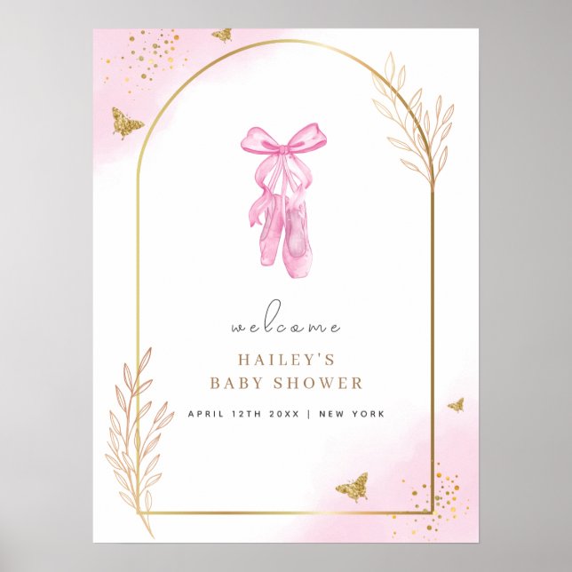 Sweet Elegant Arch Ballerina Welcome Baby Shower  Poster (Front)