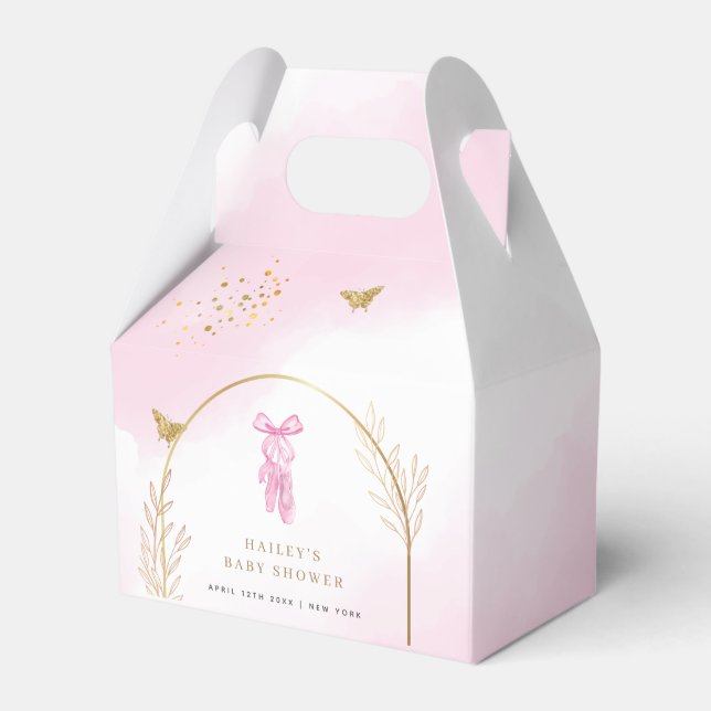 Sweet Elegant Boho Arch Ballerina Girl Baby Shower Favour Box (Front Side)