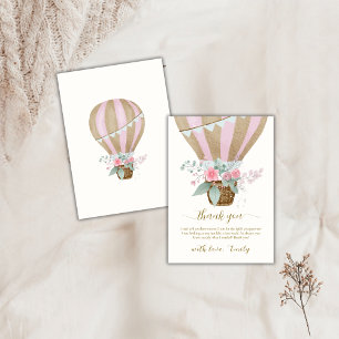 Sweet Elegant Floral Hot Air Balloon Baby Shower  Thank You Card