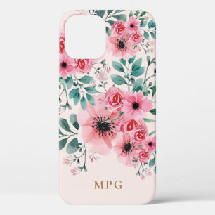 Sweet & Elegant Monogram Watercolour Floral  iPhone 12 Case