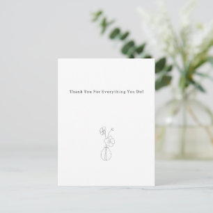 Sweet Elegant Thank You Quote Flower Illustration Postcard