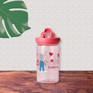 Sweet Elephant and Hearts Kid Water Bottle