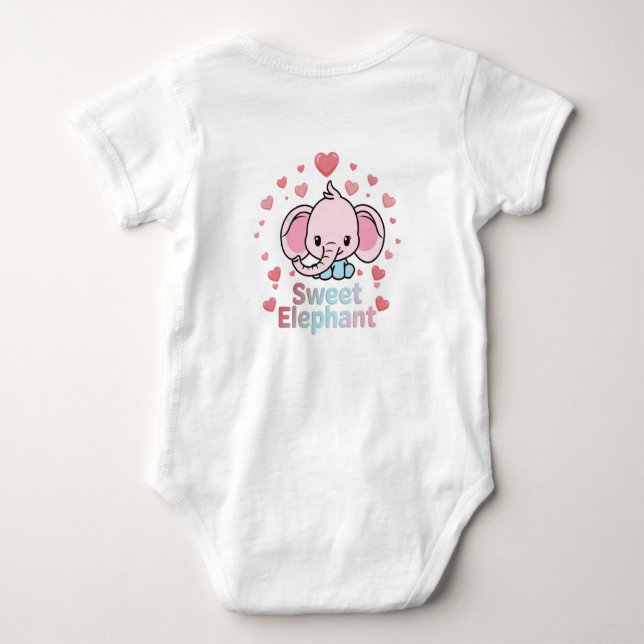 Sweet Elephant Baby Bodysuit (Back)
