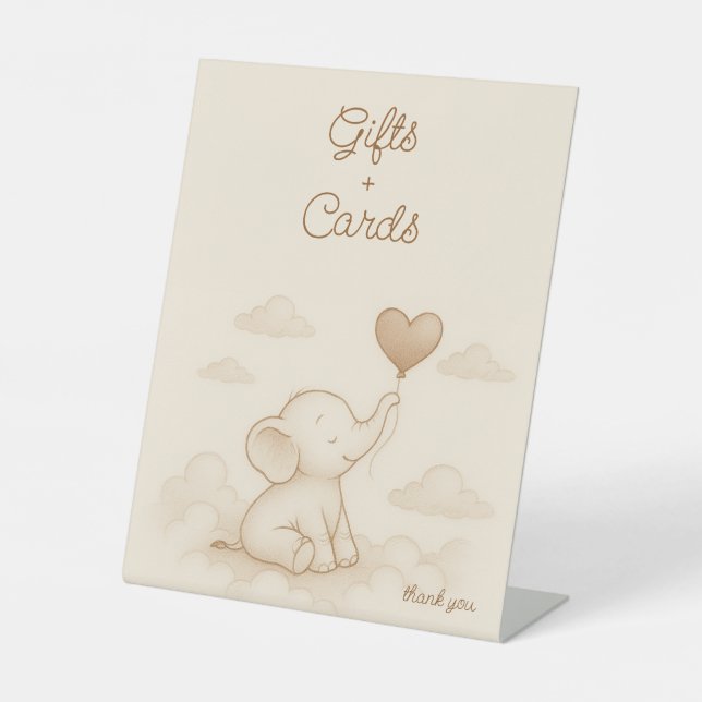 Sweet Elephant Baby Shower Gifts & Cards Sign (Front)