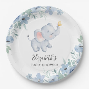 Sweet Elephant Baby Shower Party Paper Plate