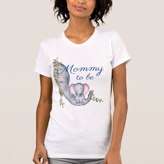 Sweet Elephant Floral Rustic Baby Shower    T-Shirt (Front)