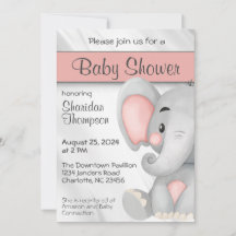 Sweet Elephant Grey and Pink Baby Shower