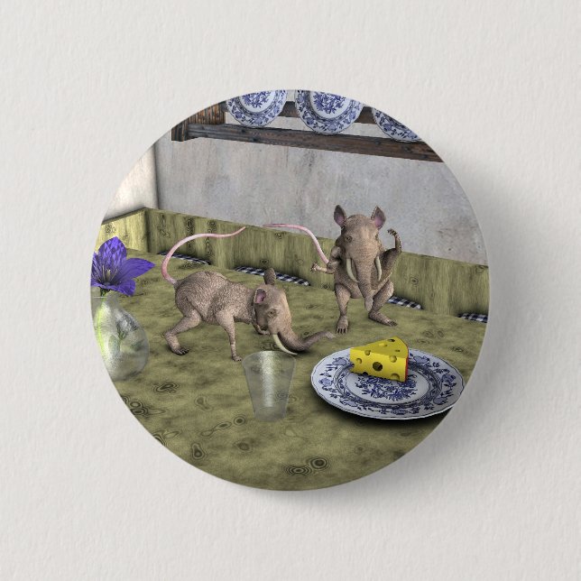 Sweet Elephant Mice 6 Cm Round Badge (Front)