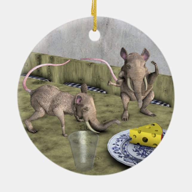 Sweet Elephant Mice Ceramic Ornament (Back)