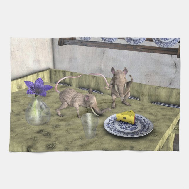 Sweet Elephant Mice Tea Towel (Horizontal)