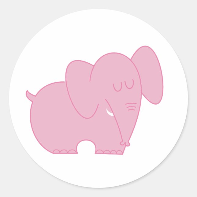 Sweet Elephant (Pink) Classic Round Sticker (Front)