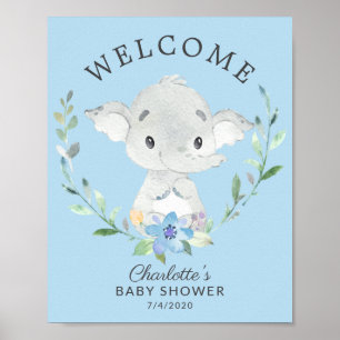 Sweet Elephant Welcome Baby Shower Poster