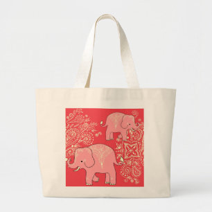 Sweet Elephants jumbo canvas tote bag