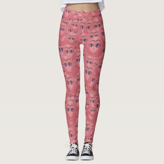 Sweet Emoji Canvas Print Pattern Leggings (Front)