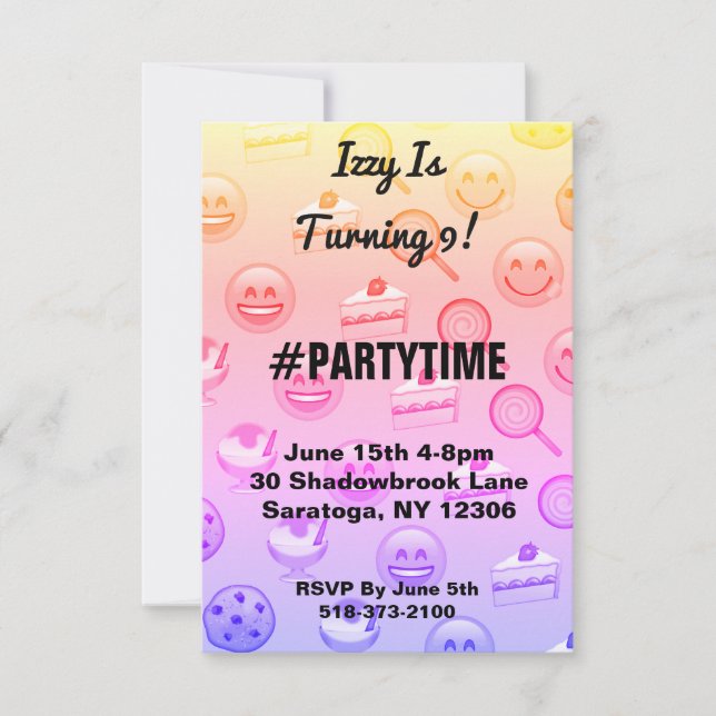 Sweet Emoji Treats Birthday Party Invitations (Front)