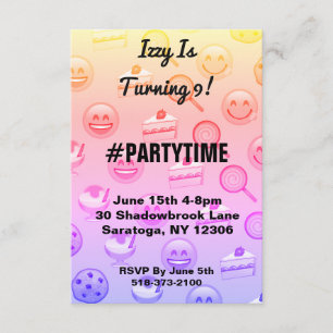 Sweet Emoji Treats Birthday Party Invitations