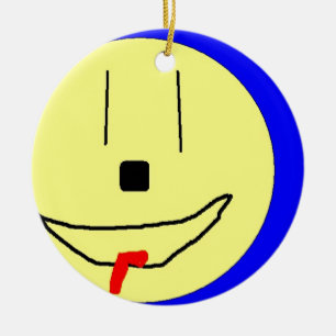Sweet Emoji,  Yellow Blue, Art By Kids :) Ceramic Ornament