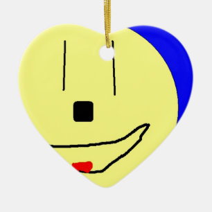 Sweet Emoji, Yellow Blue, Art By Kids :) Ceramic Ornament
