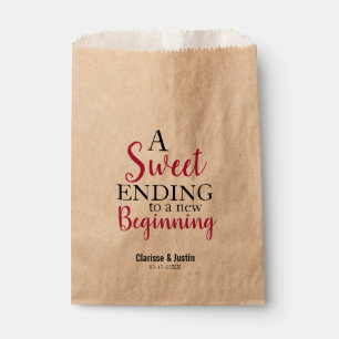 Sweet Ending New Beginning Burgundy Red Wedding Favour Bag