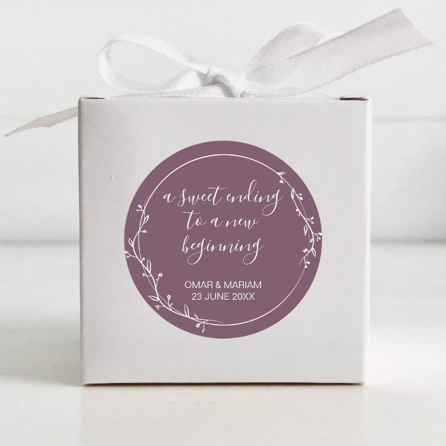 Sweet Ending New Beginning Fig Purple Wedding Classic Round Sticker (Creator Uploaded)