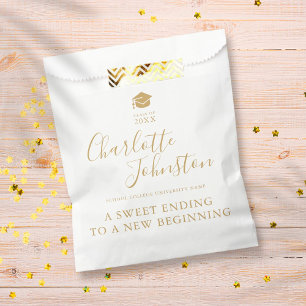Sweet Ending New Beginning Gold Graduation Party Favour Bag