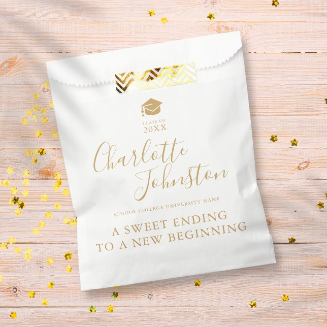Sweet Ending New Beginning Gold Graduation Party Favour Bag (Creator Uploaded)