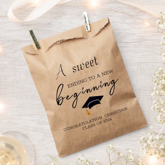 Sweet Ending New Beginning Graduation  Favour Bag (Clipped)