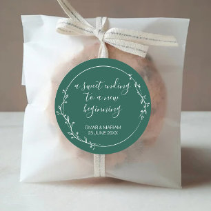 Sweet Ending New Beginning Ivy Green Wedding Favou Classic Round Sticker