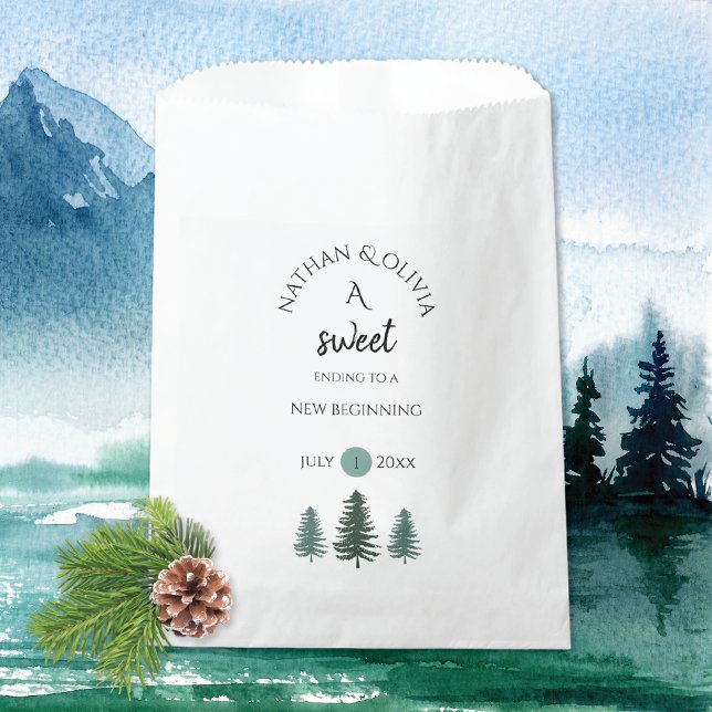 Sweet Ending Pine Trees Mountain Wedding Favour Bag (Creator Uploaded)