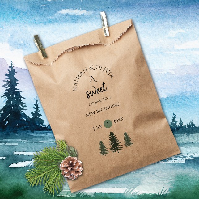 Sweet Ending Pine Trees Mountain Wedding Favour Bag (Creator Uploaded)