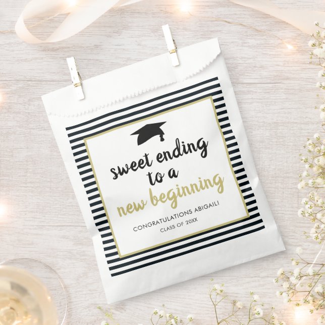 Sweet Ending to a New Beginning Graduation Favour Bag (Clipped)