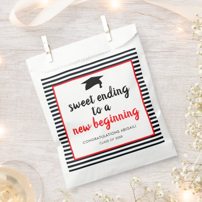 Sweet Ending to a New Beginning Graduation Favour  Bag (Clipped)