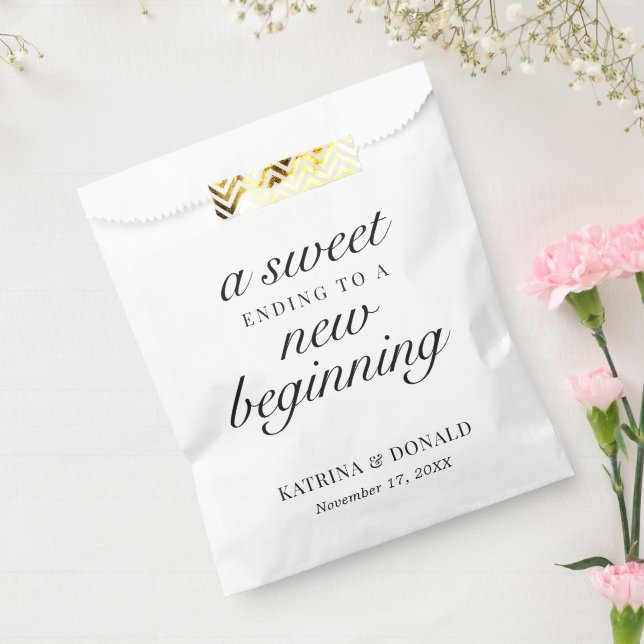 Sweet Ending To A New Beginning Wedding  Favour Ba Bag (Sealed)