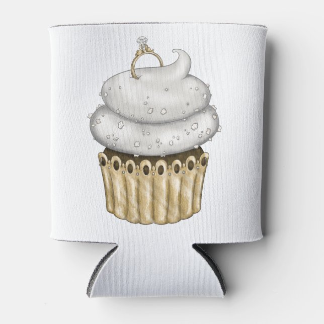 Sweet Engagement Cupcake Can Cooler (Front)