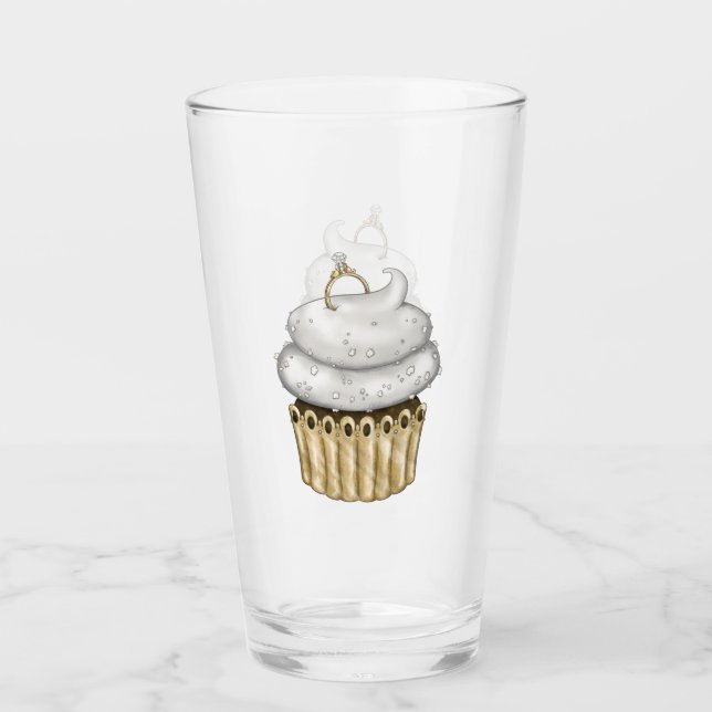 Sweet Engagement Cupcake Glass (Front)