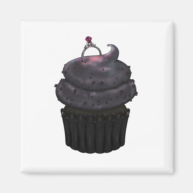 Sweet Engagement Cupcake Magnet (Front)