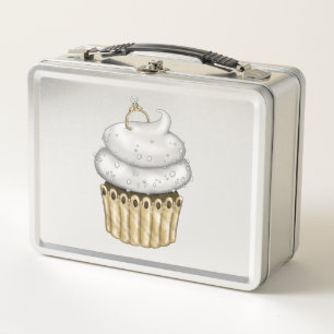 Sweet Engagement Cupcake Metal Lunch Box