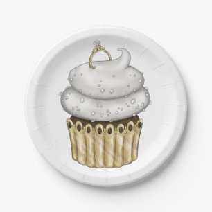 Sweet Engagement Cupcake Paper Plate
