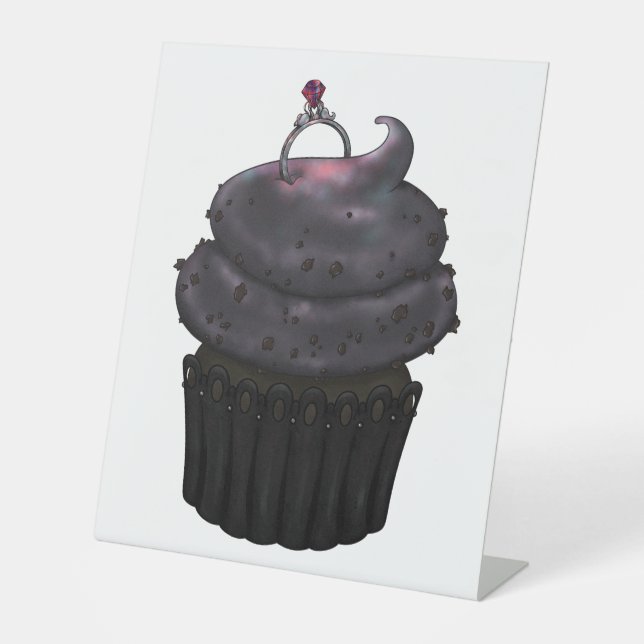Sweet Engagement Cupcake Pedestal Sign (Front)