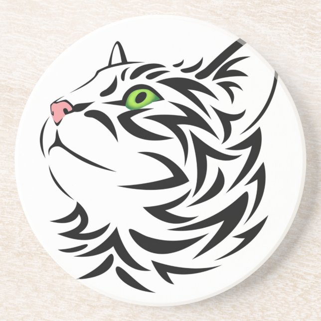 Sweet Face Kitty Cat 3 Sandstone Coaster (Front)