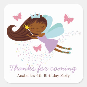 Sweet Faerie Princess Girls Birthday Square Sticker