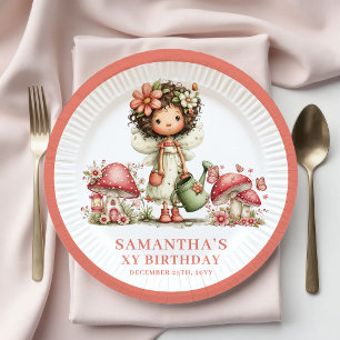 Sweet Fairy 3rd Birthday Pastel Pink Floral Paper  Plate