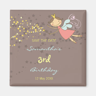 Sweet Fairy and Stars Girl's Birthday Party Magnet