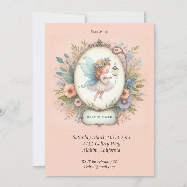 Sweet Fairy Baby Shower Invitation (Front)