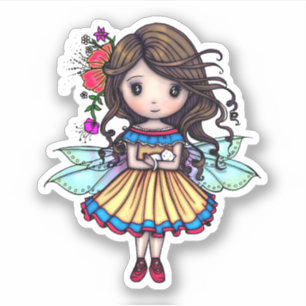 Sweet Fairy holding White Kitten Illustration