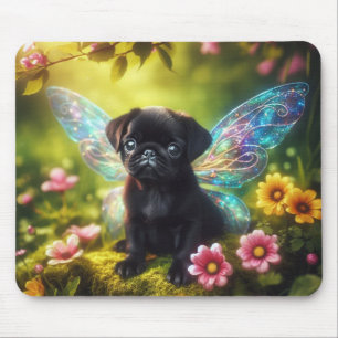Sweet Fairy Pug in Blooming Garden Mouse Pad